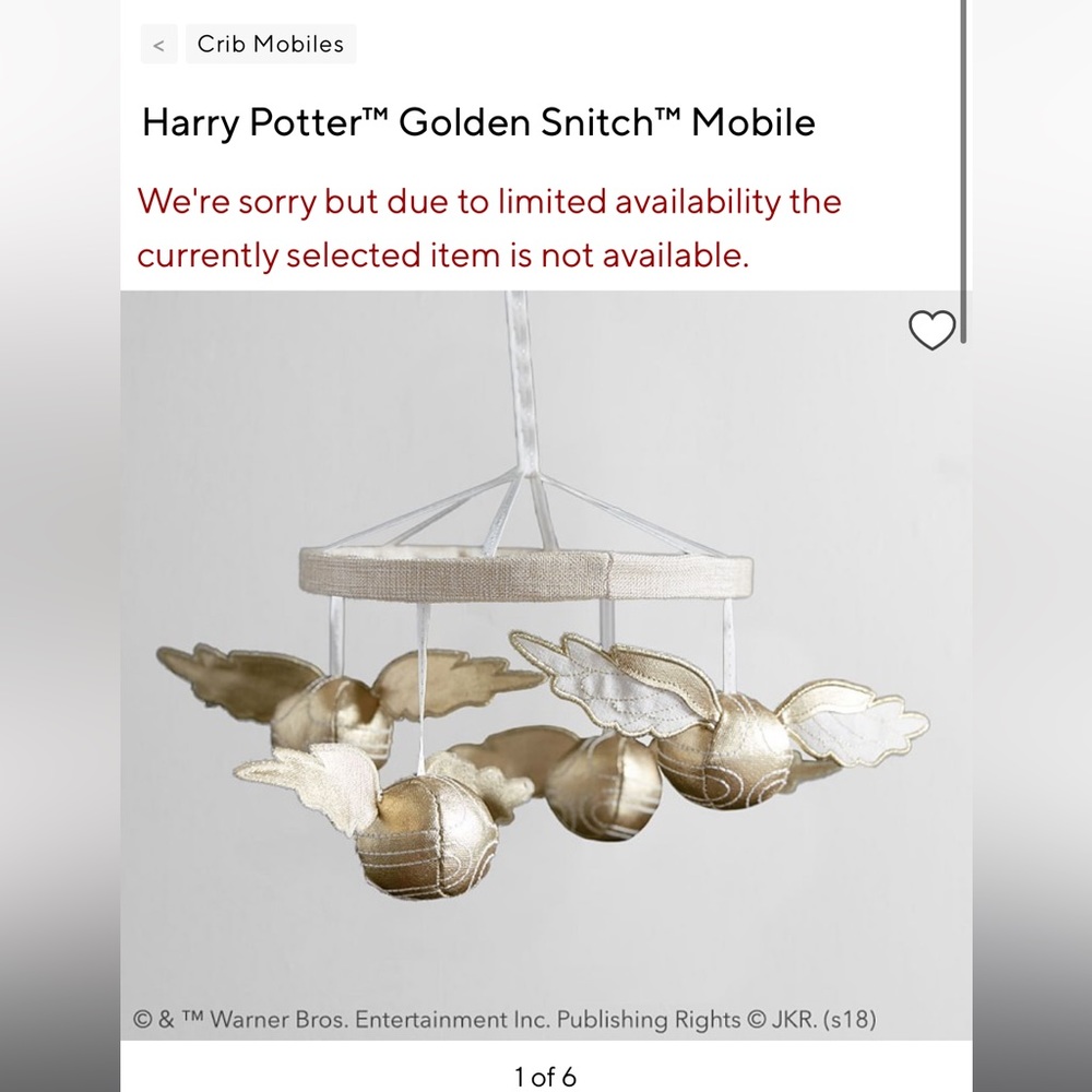 Harry Potter Crib Mobile - Golden Snitch